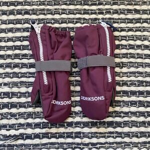 🌿Didrikson Toddler Biggles Plum Burgundy Pull On Zip Mitten Gloves 0/2Y